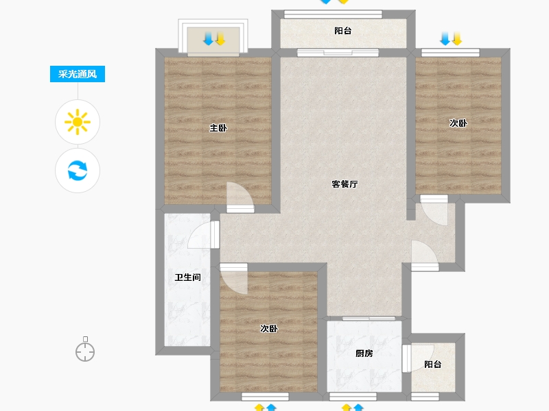 山西省-朔州市-安泰园-80.00-户型库-采光通风