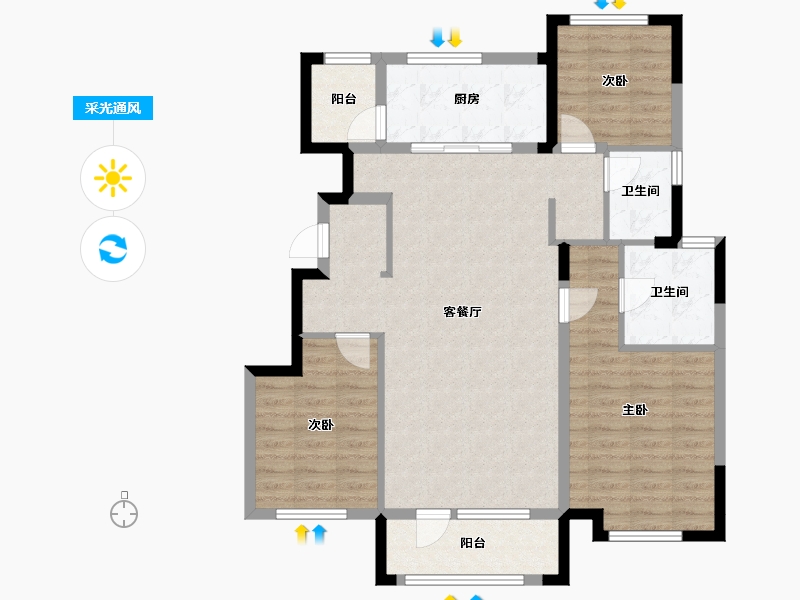 山东省-烟台市-南山嘉园-104.00-户型库-采光通风