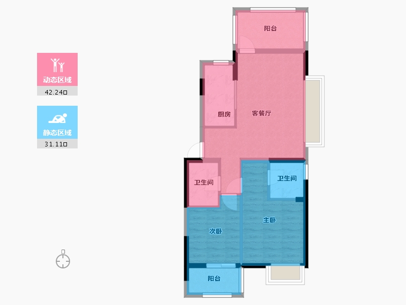 江苏省-苏州市-禧悦棠礼花园-74.00-户型库-动静分区