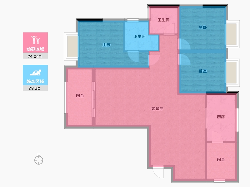 重庆-重庆市-时代广场-101.16-户型库-动静分区