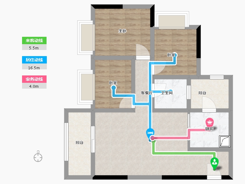 重庆-重庆市-龙景花园-73.00-户型库-动静线