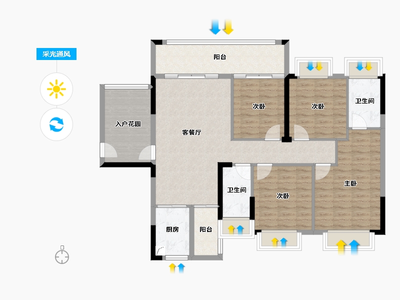 广西壮族自治区-来宾市-裕达天悦城-115.00-户型库-采光通风