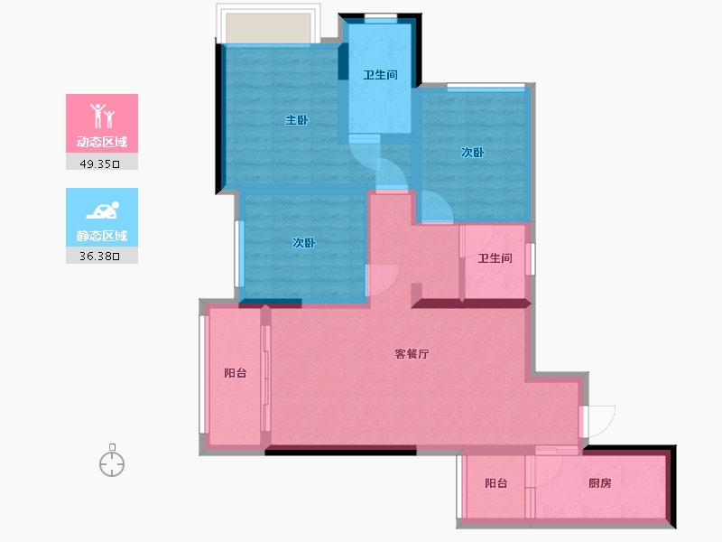 重庆-重庆市-金科联发东悦府-79.00-户型库-动静分区