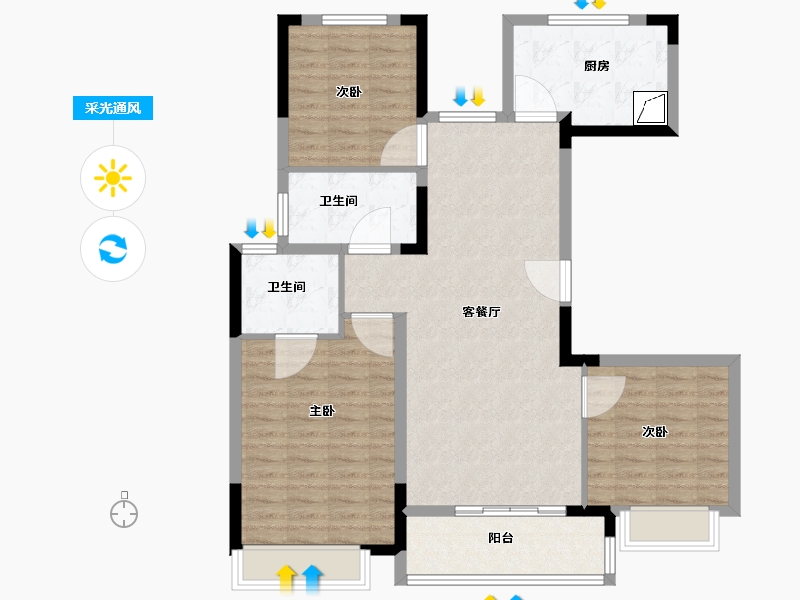 江苏省-南通市-水岸观澜苑-100.00-户型库-采光通风