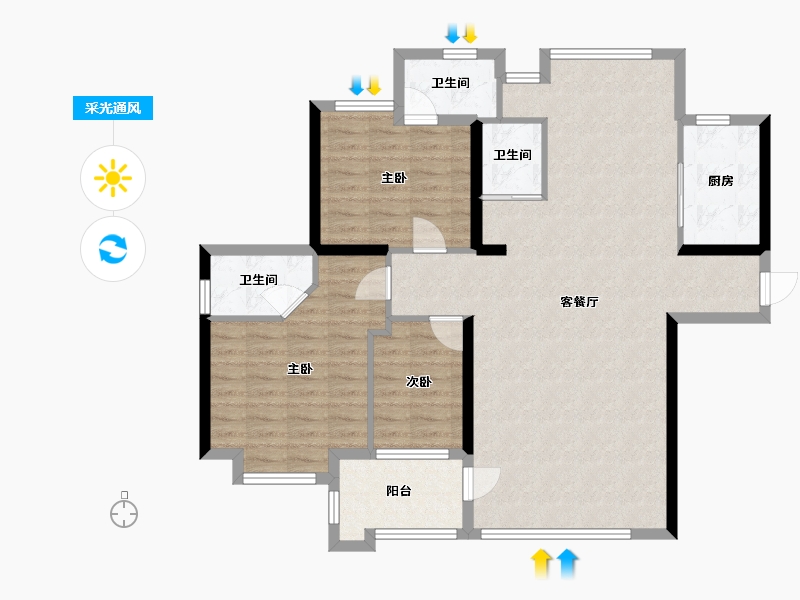 福建省-漳州市-联创文康府-103.00-户型库-采光通风