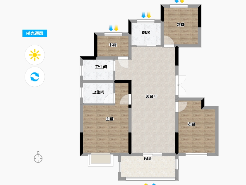 安徽省-宿州市-金桂园-95.00-户型库-采光通风