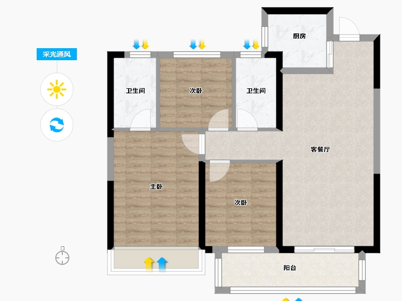 河南省-南阳市-军隆广场-80.00-户型库-采光通风