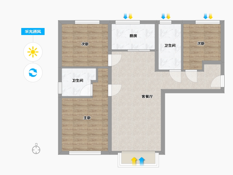 天津-天津市-中建新丽壹号-70.00-户型库-采光通风