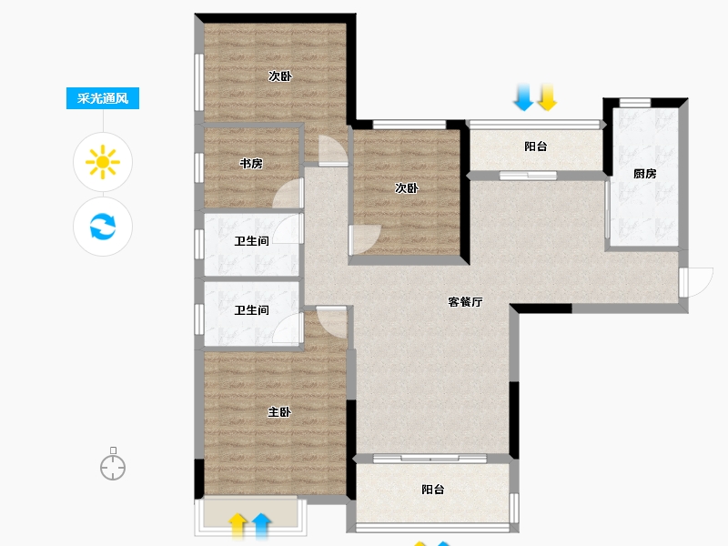 黑龙江省-大庆市-恒大御湖庄园-121.00-户型库-采光通风