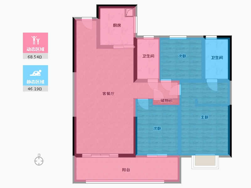 云南省-曲靖市-西河湾-102.00-户型库-动静分区