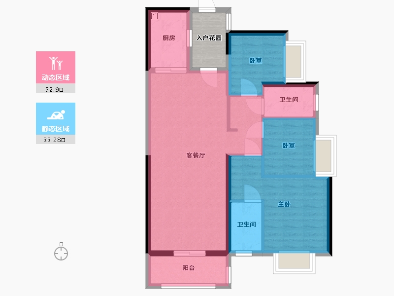 广东省-潮州市-潮州碧桂园·翰林府-86.00-户型库-动静分区