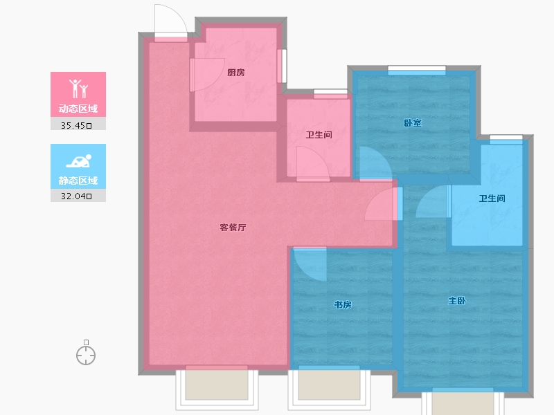 北京-北京市-中国中铁·诺德春风和院-67.00-户型库-动静分区