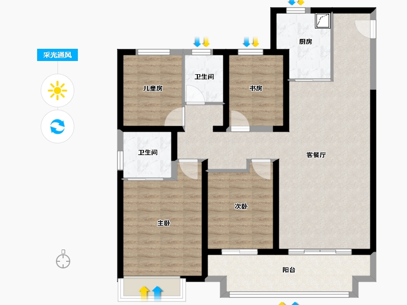 河南省-新乡市-天樾小区-113.00-户型库-采光通风