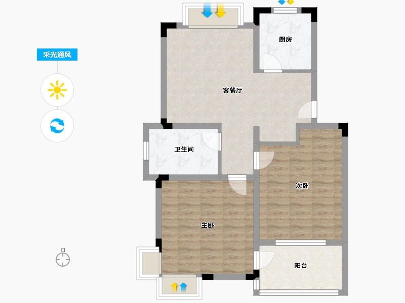 上海-上海市-东方冠郡Ⅰ-76.00-户型库-采光通风