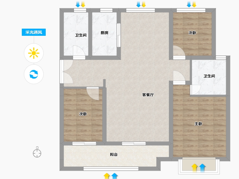 山东省-泰安市-天赋青云-110.00-户型库-采光通风