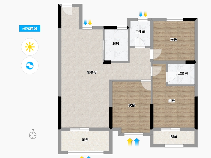 江西省-南昌市-九州华府-89.72-户型库-采光通风