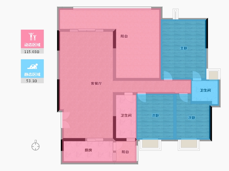 重庆-重庆市-湖山原著-152.29-户型库-动静分区