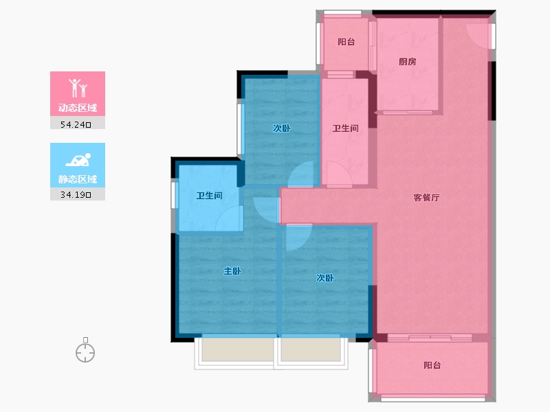 云南省-昆明市-碧桂园御龙半山-82.00-户型库-动静分区