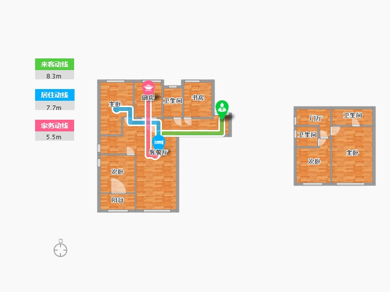 湖南省-长沙市-建发央著7号楼,9号楼,12号楼建面165m²-132.10-户型库-动静线