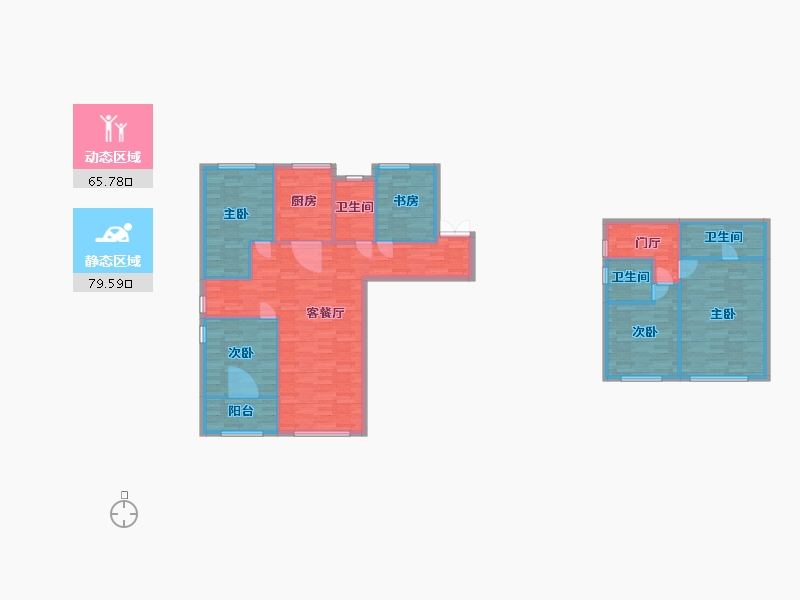 湖南省-长沙市-建发央著7号楼,9号楼,12号楼建面165m²-132.10-户型库-动静分区