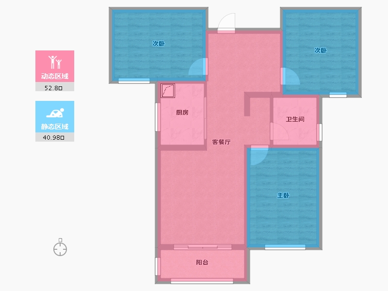 陕西省-宝鸡市-轩苑·悦华府-118.82-户型库-动静分区