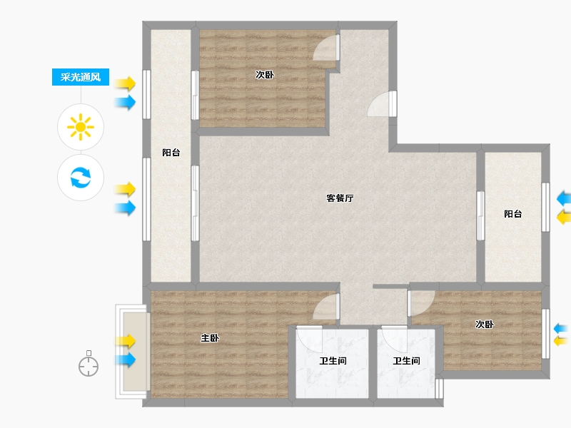 山东省-滨州市-得瑞龙湖国际-112.00-户型库-采光通风