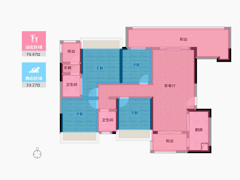 贵州省-遵义市-金科礼悦东方-103.26-户型库-动静分区