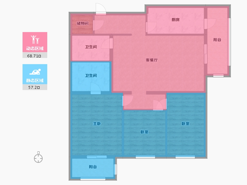 北京-北京市-丰台区紫芳园-一区-125.41-户型库-动静分区