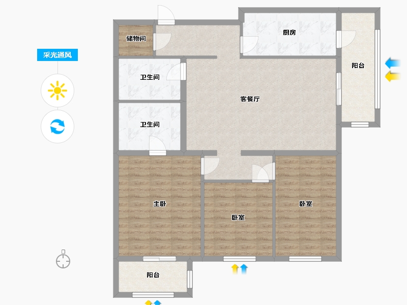 北京-北京市-丰台区紫芳园-一区-125.41-户型库-采光通风