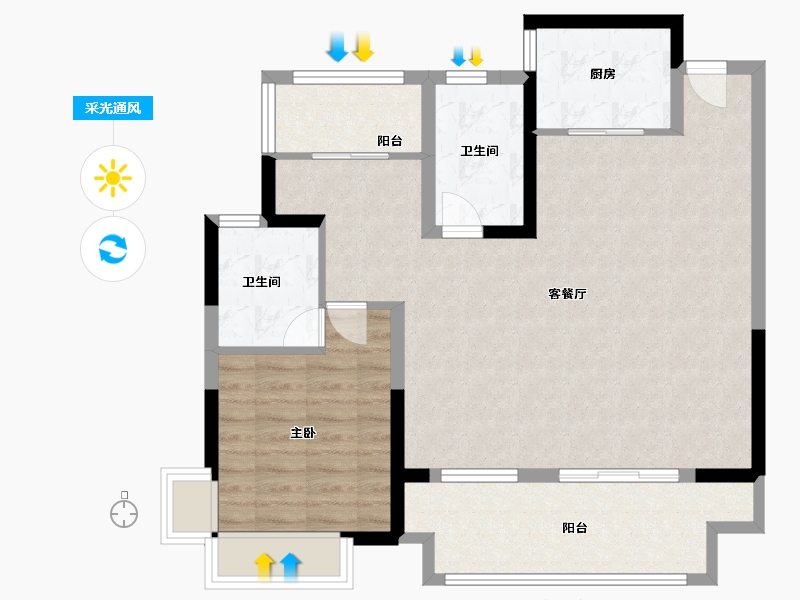 安徽省-合肥市-光明府-86.00-户型库-采光通风