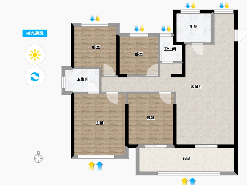 福建省-福州市-金辉东方云著-109.00-户型库-采光通风