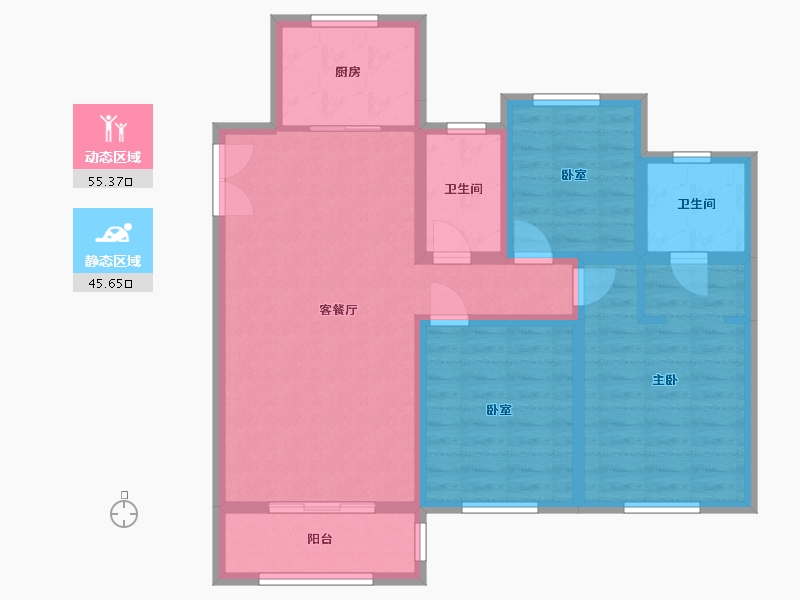 江苏省-常州市-下河-105.00-户型库-动静分区