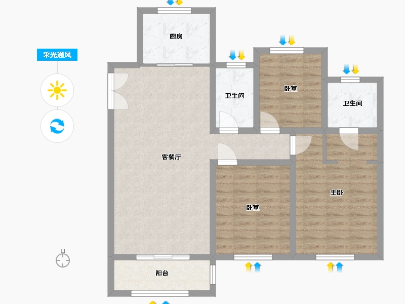 江苏省-常州市-下河-105.00-户型库-采光通风