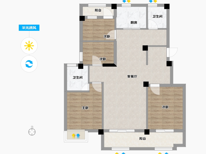 安徽省-六安市-孔雀城-95.00-户型库-采光通风