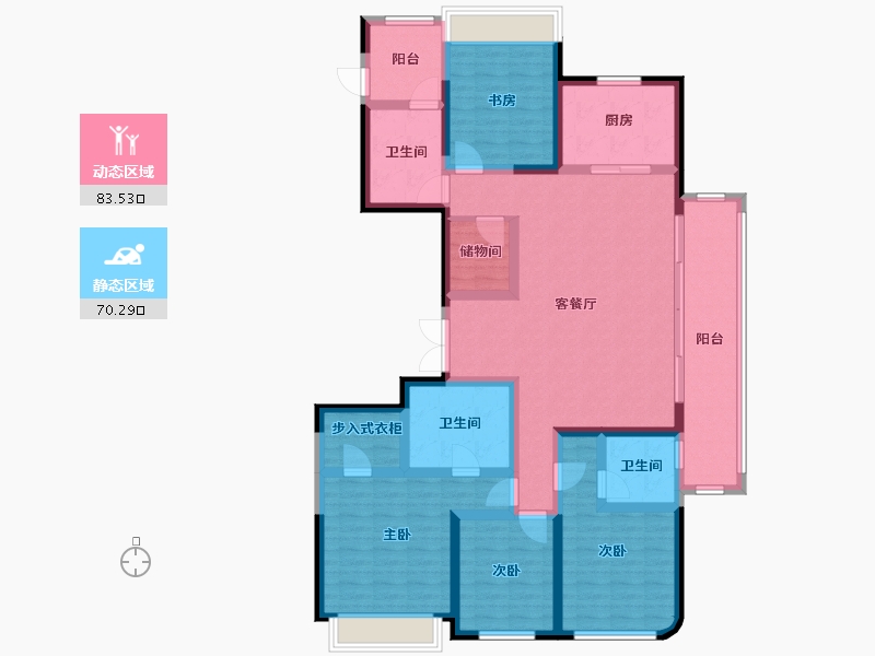 浙江省-杭州市-信达中心杭州壹号院-182.00-户型库-动静分区