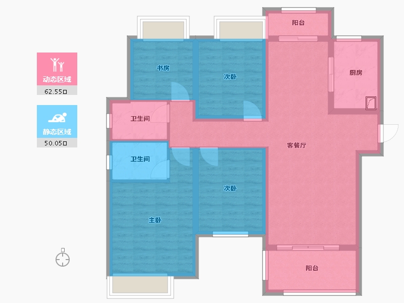 湖南省-长沙市-北辰中央公园·慧辰园-100.00-户型库-动静分区