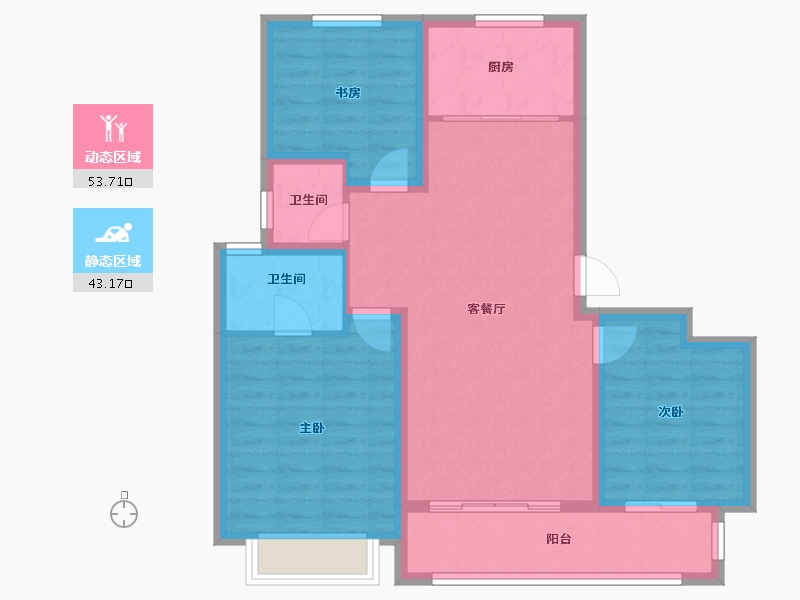 江苏省-常州市-三江花园-87.00-户型库-动静分区