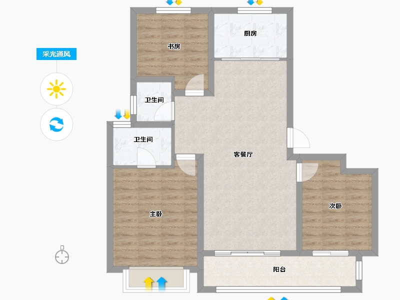 江苏省-常州市-三江花园-87.00-户型库-采光通风