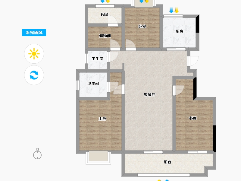 安徽省-蚌埠市-绿地迎宾城-131.00-户型库-采光通风