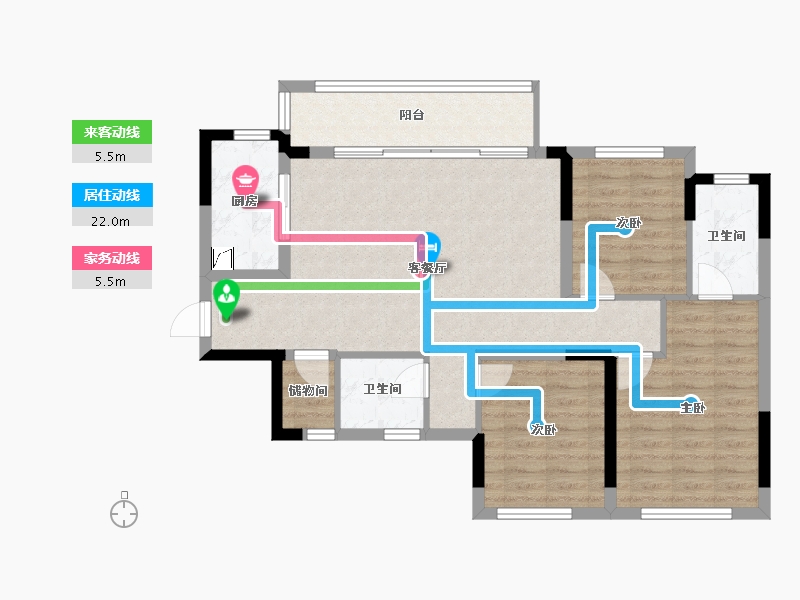 四川省-成都市-东原华宇印江澜-88.00-户型库-动静线