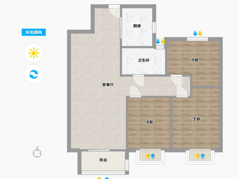 湖南省-长沙市-融创城-78.00-户型库-采光通风