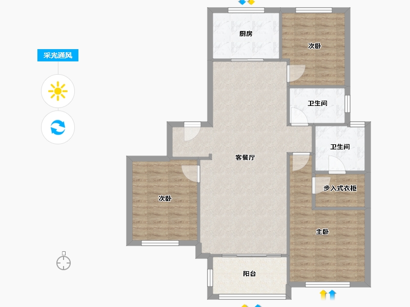 山西省-太原市-新城吾悦首府-141.00-户型库-采光通风