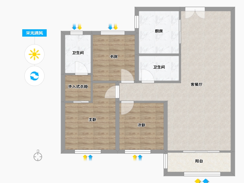 宁夏回族自治区-银川市-锦润秀府.秀园-92.72-户型库-采光通风