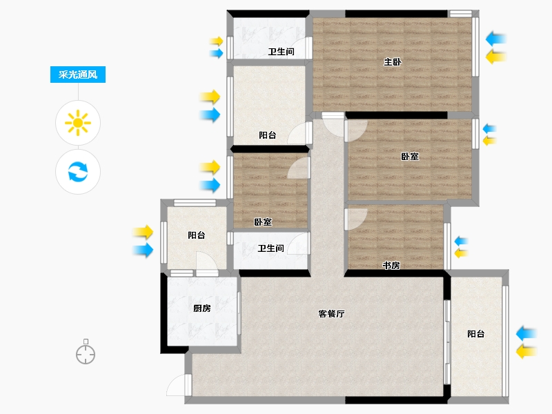 广西壮族自治区-南宁市-云星钱隆首府-107.00-户型库-采光通风