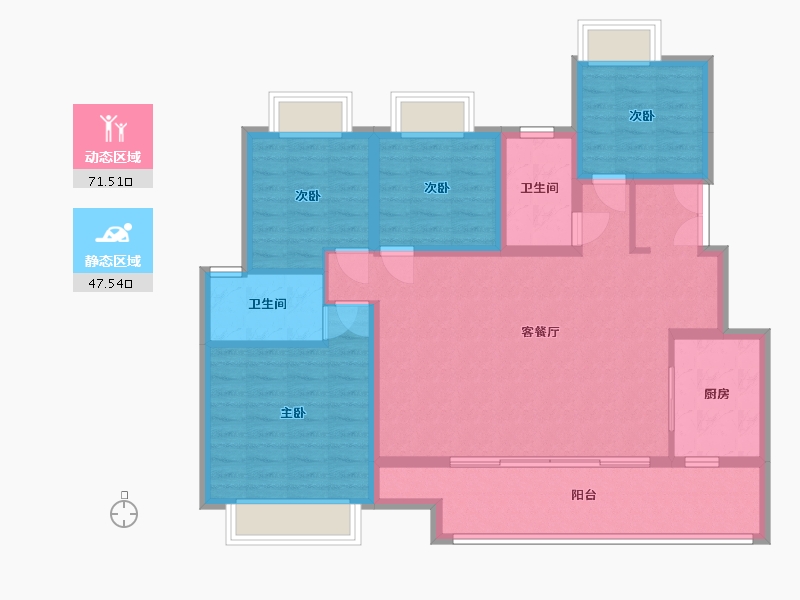 重庆-重庆市-龙湖千山新屿-110.00-户型库-动静分区