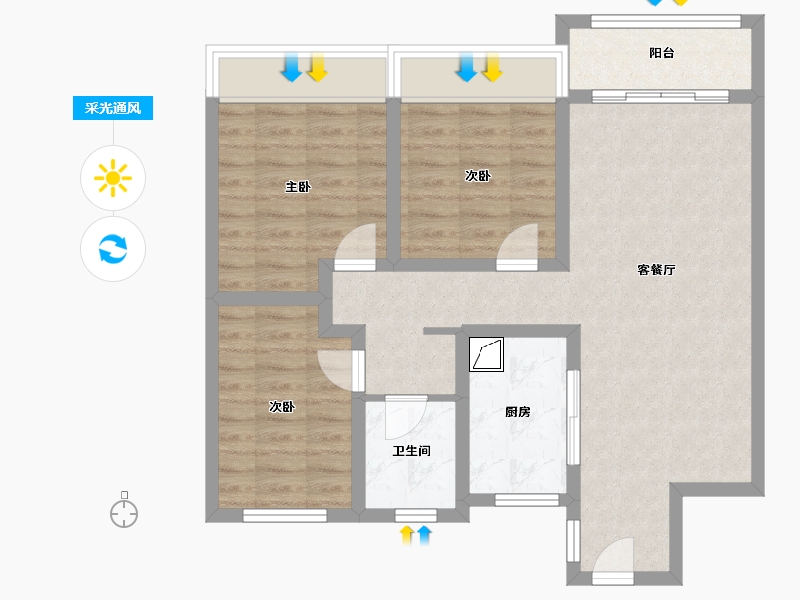 山东省-烟台市-海信天山郡-76.00-户型库-采光通风