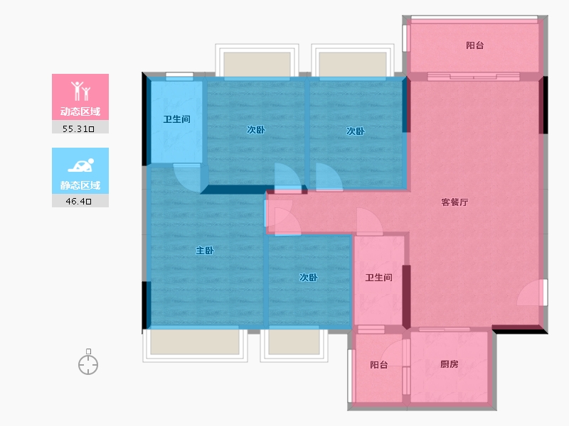 广西壮族自治区-桂林市-龙光普罗旺斯-95.00-户型库-动静分区