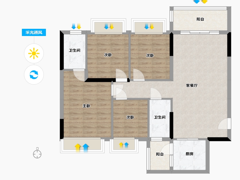 广西壮族自治区-桂林市-龙光普罗旺斯-95.00-户型库-采光通风