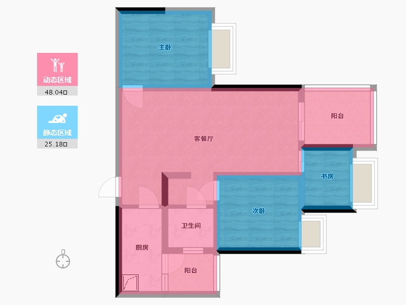 重庆-重庆市-璟樾云山-68.00-户型库-动静分区