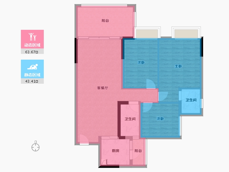 四川省-绵阳市-台北公馆B区-118.00-户型库-动静分区